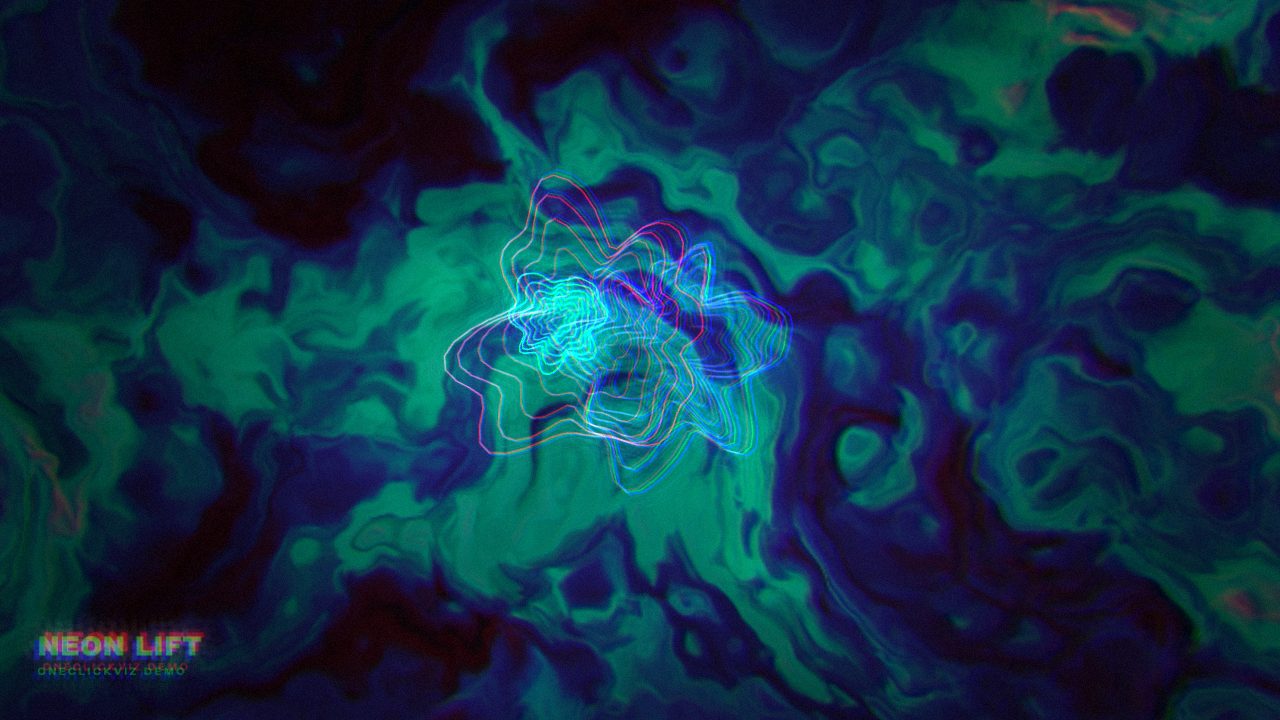 Liquid Drop look: flowing green and blue shapes